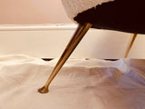 1950s Italian Curved Armchair with Brass Conical Legs