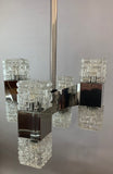 1960s Small Italian Sciolari Chrome and Glass Pendant Light