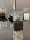 1960s Small Italian Sciolari Chrome and Glass Pendant Light