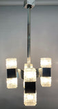1960s Small Italian Sciolari Chrome and Glass Pendant Light