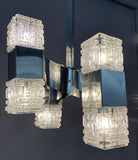 1960s Small Italian Sciolari Chrome and Glass Pendant Light