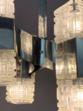 1960s Small Italian Sciolari Chrome and Glass Pendant Light