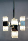 1960s Small Italian Sciolari Chrome and Glass Pendant Light
