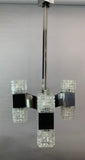 1960s Small Italian Sciolari Chrome and Glass Pendant Light