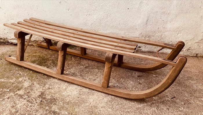 Vintage Davos Wooden Sledge or Garden Adornment – retro