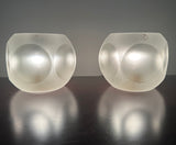 Pair of 1970s Putzler Frosted Circular Glass Table Lamps