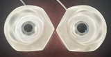 Pair of 1970s Putzler Frosted Circular Glass Table Lamps