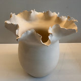 Contemporary Ceramic Waved Flower Rim Pottery Vase