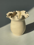 Contemporary Ceramic Waved Flower Rim Pottery Vase