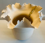 Contemporary Ceramic Waved Flower Rim Pottery Vase