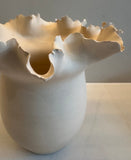 Contemporary Ceramic Waved Flower Rim Pottery Vase