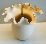 Contemporary Ceramic Waved Flower Rim Pottery Vase