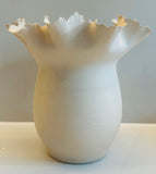 Contemporary Ceramic Waved Flower Rim Pottery Vase