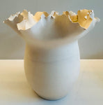 Contemporary Ceramic Waved Flower Rim Pottery Vase