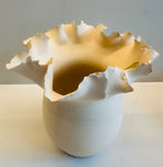 Contemporary Ceramic Waved Flower Rim Pottery Vase