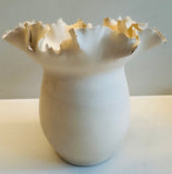 Contemporary Ceramic Waved Flower Rim Pottery Vase