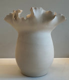 Contemporary Ceramic Waved Flower Rim Pottery Vase