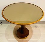 1940s Italian Walnut, Bronzed Glass & Brass Side Table