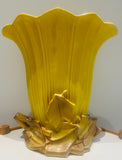 1950s McCoy USA Pottery Yellow Tulip Fan Vase