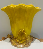 1950s McCoy USA Pottery Yellow Tulip Fan Vase