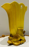1950s McCoy USA Pottery Yellow Tulip Fan Vase