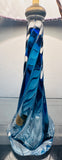 1950s Belgium Val St Lambert Blue Twisted Glass Lamp Base