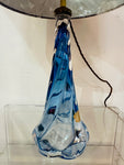 1950s Belgium Val St Lambert Blue Twisted Glass Lamp Base