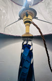 1950s Belgium Val St Lambert Blue Twisted Glass Lamp Base