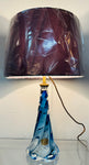 1950s Belgium Val St Lambert Blue Twisted Glass Lamp Base