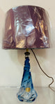 1950s Belgium Val St Lambert Blue Twisted Glass Lamp Base