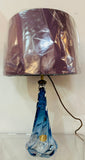 1950s Belgium Val St Lambert Blue Twisted Glass Lamp Base