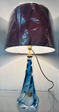 1950s Belgium Val St Lambert Blue Twisted Glass Lamp Base