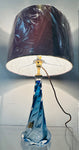 1950s Belgium Val St Lambert Blue Twisted Glass Lamp Base