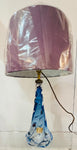 1950s Belgium Val St Lambert Blue Twisted Glass Lamp Base