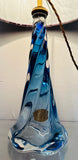 1950s Belgium Val St Lambert Blue Twisted Glass Lamp Base