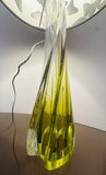 1950s Belgium Val St Lambert Lime Green Crystal Glass Table Lamp