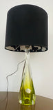 1950s Belgium Val St Lambert Lime Green Crystal Glass Table Lamp