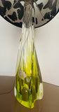 1950s Belgium Val St Lambert Lime Green Crystal Glass Table Lamp