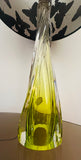 1950s Belgium Val St Lambert Lime Green Crystal Glass Table Lamp