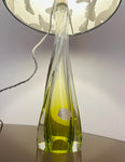 1950s Belgium Val St Lambert Lime Green Crystal Glass Table Lamp