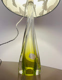 1950s Belgium Val St Lambert Lime Green Crystal Glass Table Lamp