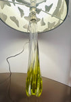 1950s Belgium Val St Lambert Lime Green Crystal Glass Table Lamp