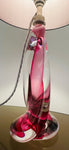 1950s Belgium Val St Lambert Pink Twisted Crystal Glass Lamp Base