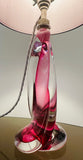 1950s Belgium Val St Lambert Pink Twisted Crystal Glass Lamp Base