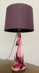 1950s Belgium Val St Lambert Pink Twisted Crystal Glass Lamp Base