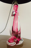 1950s Belgium Val St Lambert Pink Twisted Crystal Glass Lamp Base