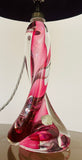 1950s Belgium Val St Lambert Pink Twisted Crystal Glass Lamp Base