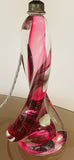 1950s Belgium Val St Lambert Pink Twisted Crystal Glass Lamp Base