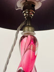 1950s Belgium Val St Lambert Pink Twisted Crystal Glass Lamp Base