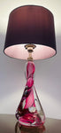 1950s Belgium Val St Lambert Pink Twisted Crystal Glass Lamp Base